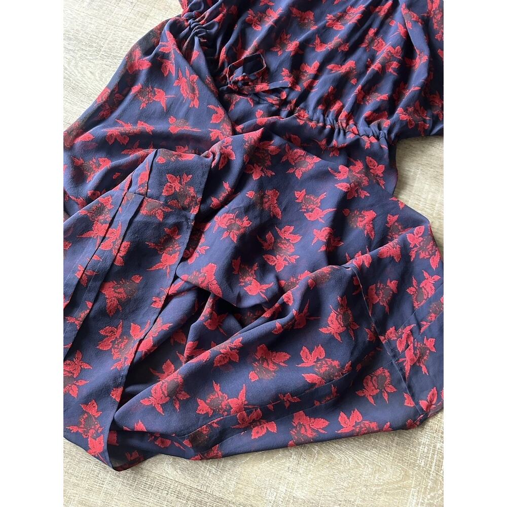 Madewell No. 6 100% Silk Floral Dress Womens 2Tie Waist Boho Midi - Picture 4 of 11